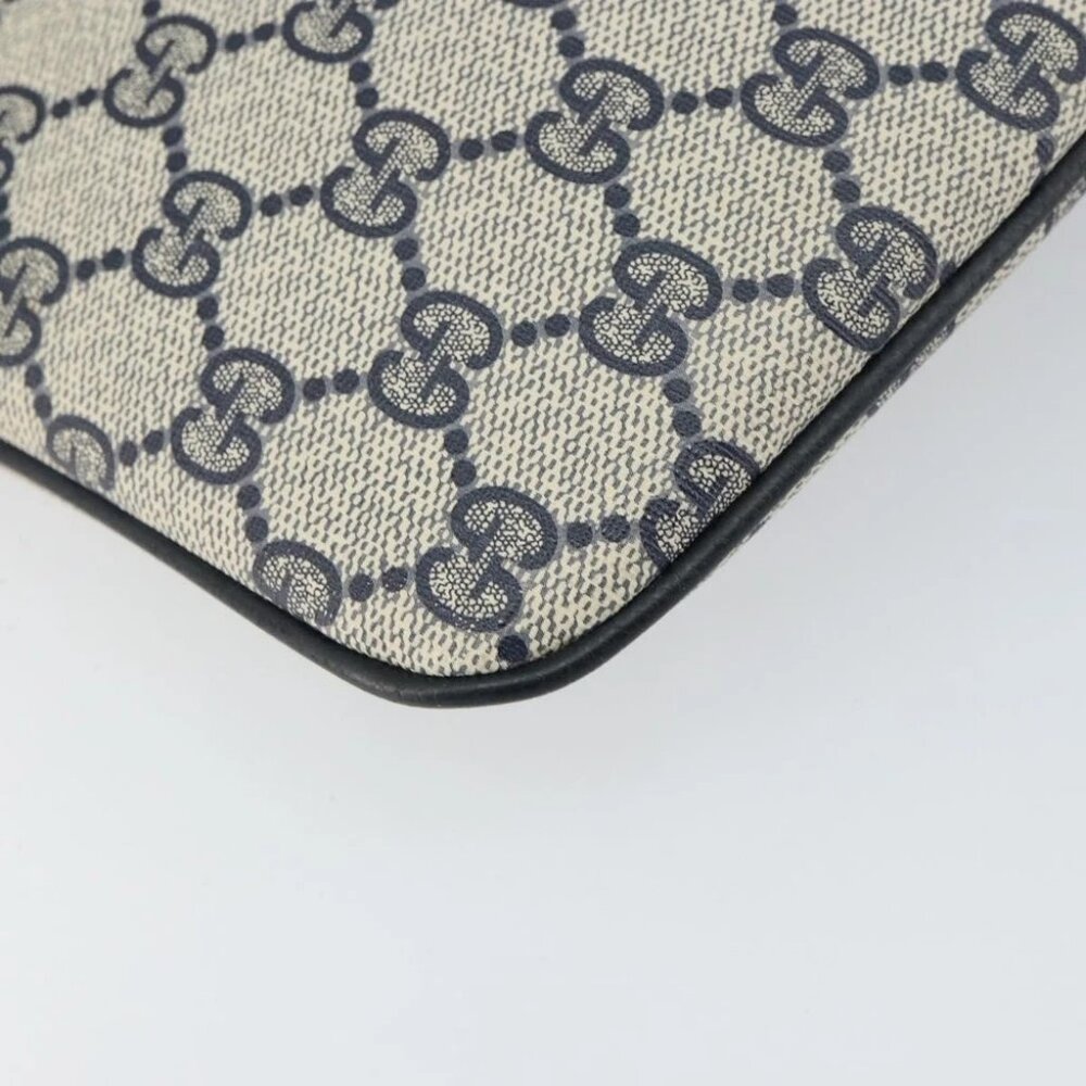 GUCCI GG Supreme Sherry Line Shoulder Bag PVC Navy Gold - Picture 13 of 16
